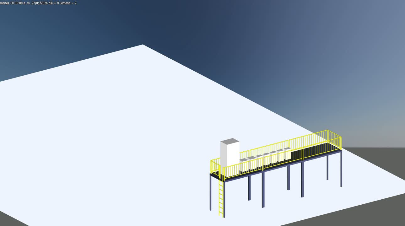 Render BIM 3D de estructura industrial modelada por EMISA
